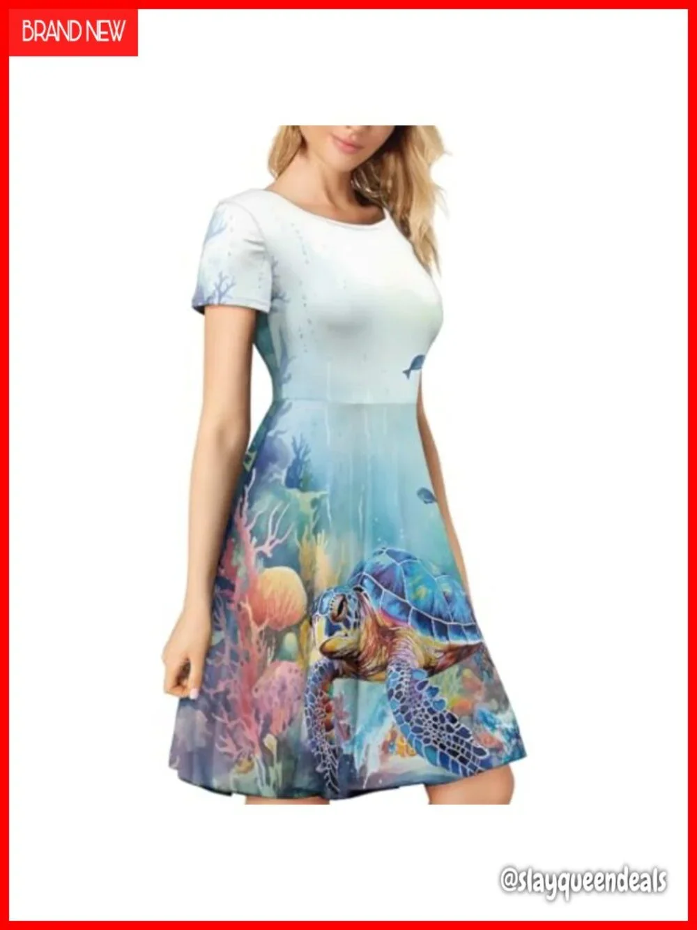 Geometric Aztec Midi Swing Dress with Round Neck